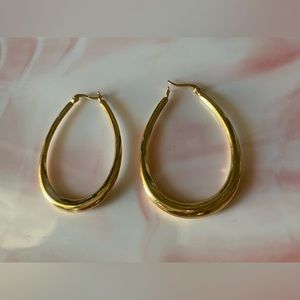 14 karat yellow gold plated teardrop hoop earrings